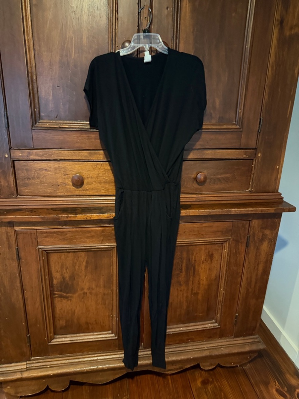 Black Women's Wrap-Front Jumpsuit